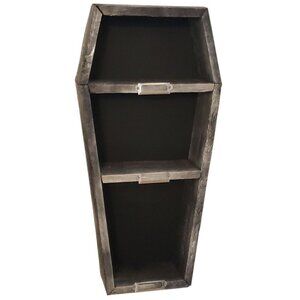 Decorative Graphite & Black Cedar Coffin Shelf with Nameplates